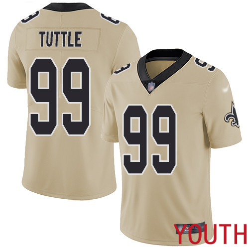 New Orleans Saints Limited Gold Youth Shy Tuttle Jersey NFL Football #99 Inverted Legend Jersey